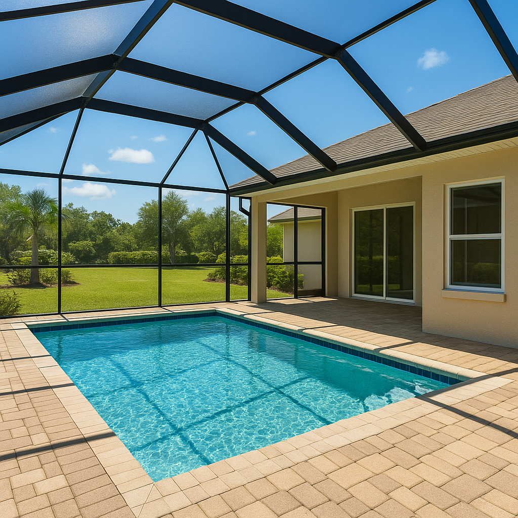Clean lanai screen enclosure